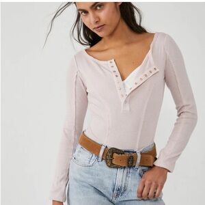 NWT FREE PEOPLE Pink Sloane Bodysuit